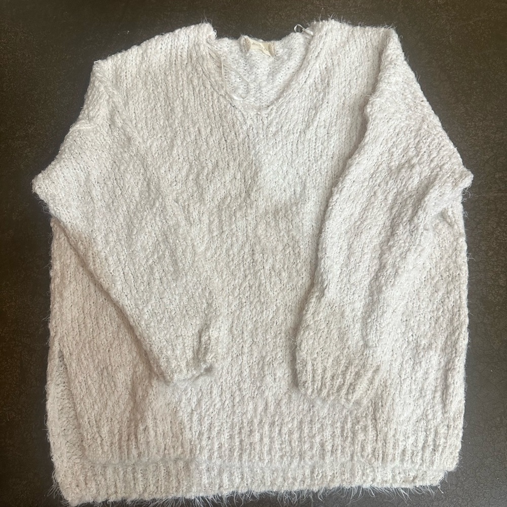 White fluffy sweater, super soft and comfy